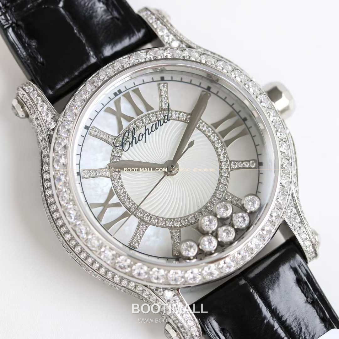 쇼파드 해피스포트 스틸 풀다이아 자개다이얼 플로팅젬 오토매틱 Chopard Happy Sport Steel Full Diamond Mother of Pearl Floating Gems Automatic 36mm 4