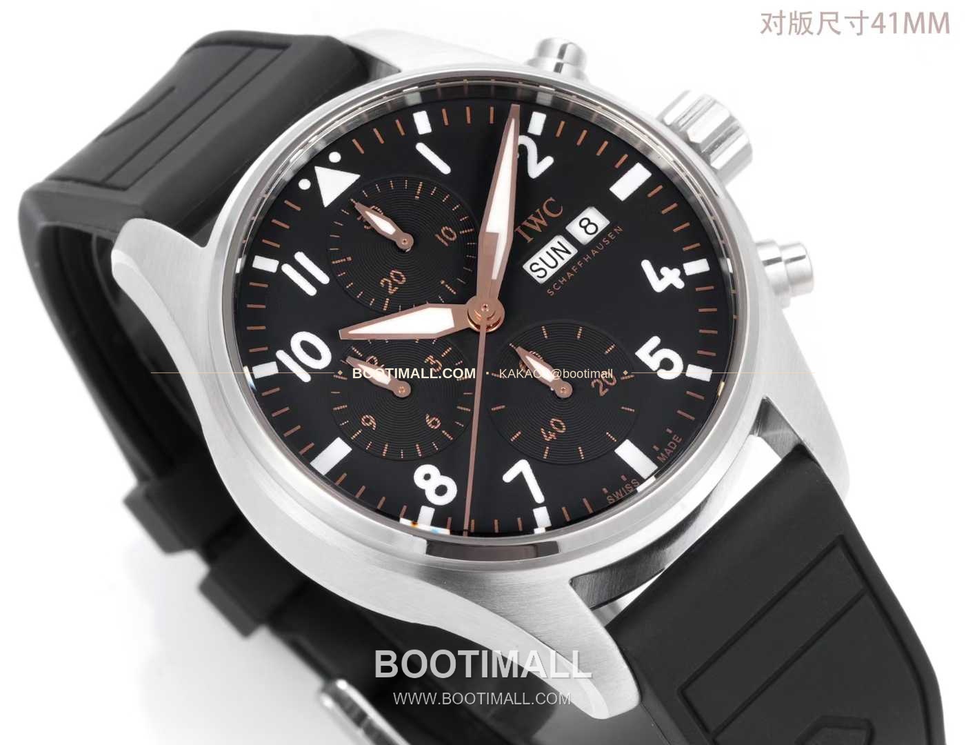 아이더블유씨 파일럿 크로노그래프 블랙골드 다이얼 러버밴드 오토매틱 IWC Pilot Chronograph Black Gold Dial Rubber Strap Automatic IW388116 41mm 2