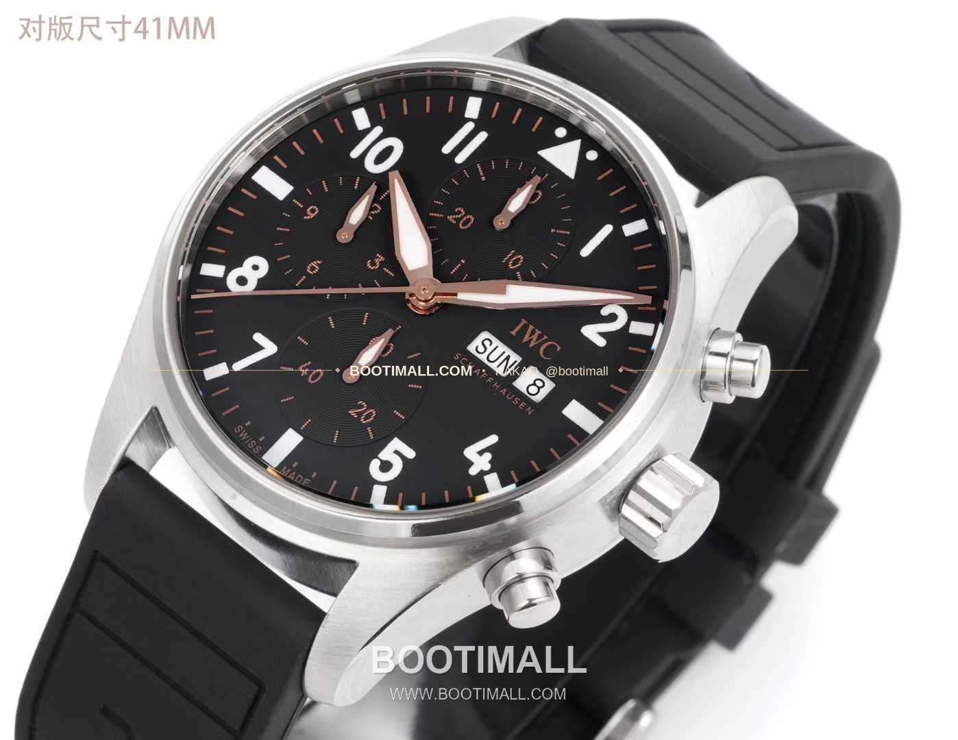 아이더블유씨 파일럿 크로노그래프 블랙골드 다이얼 러버밴드 오토매틱 IWC Pilot Chronograph Black Gold Dial Rubber Strap Automatic IW388116 41mm 3