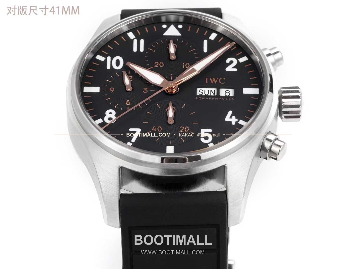 아이더블유씨 파일럿 크로노그래프 블랙골드 다이얼 러버밴드 오토매틱 IWC Pilot Chronograph Black Gold Dial Rubber Strap Automatic IW388116 41mm 5