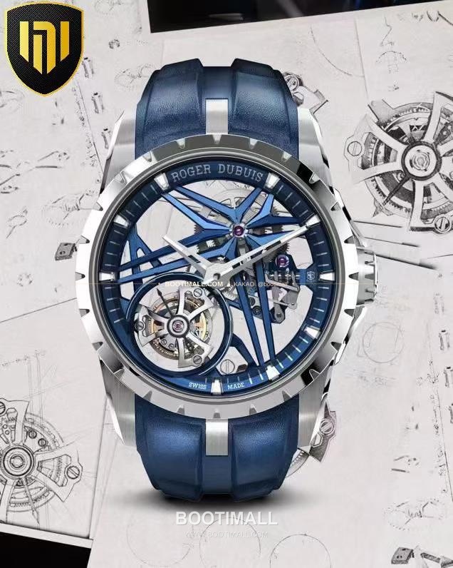 로저드뷔 엑스칼리버 플라잉 투르비용 스켈레톤 블루다이얼 오토매틱 Roger Dubuis Excalibur Flying Tourbillon Skeleton Blue Dial Automatic 42mm 1