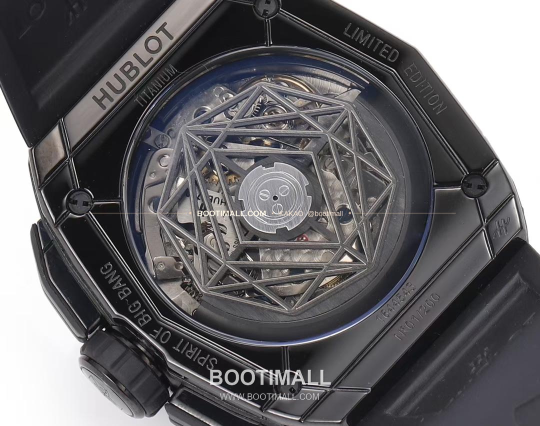 위블로 빅뱅 상블루 III 스켈레톤 기하학 크로노그래프 러버밴드 오토매틱 Hublot Big Bang Sang Bleu III Skeleton Geometric Chronograph Rubber Strap Automatic 42mm 8