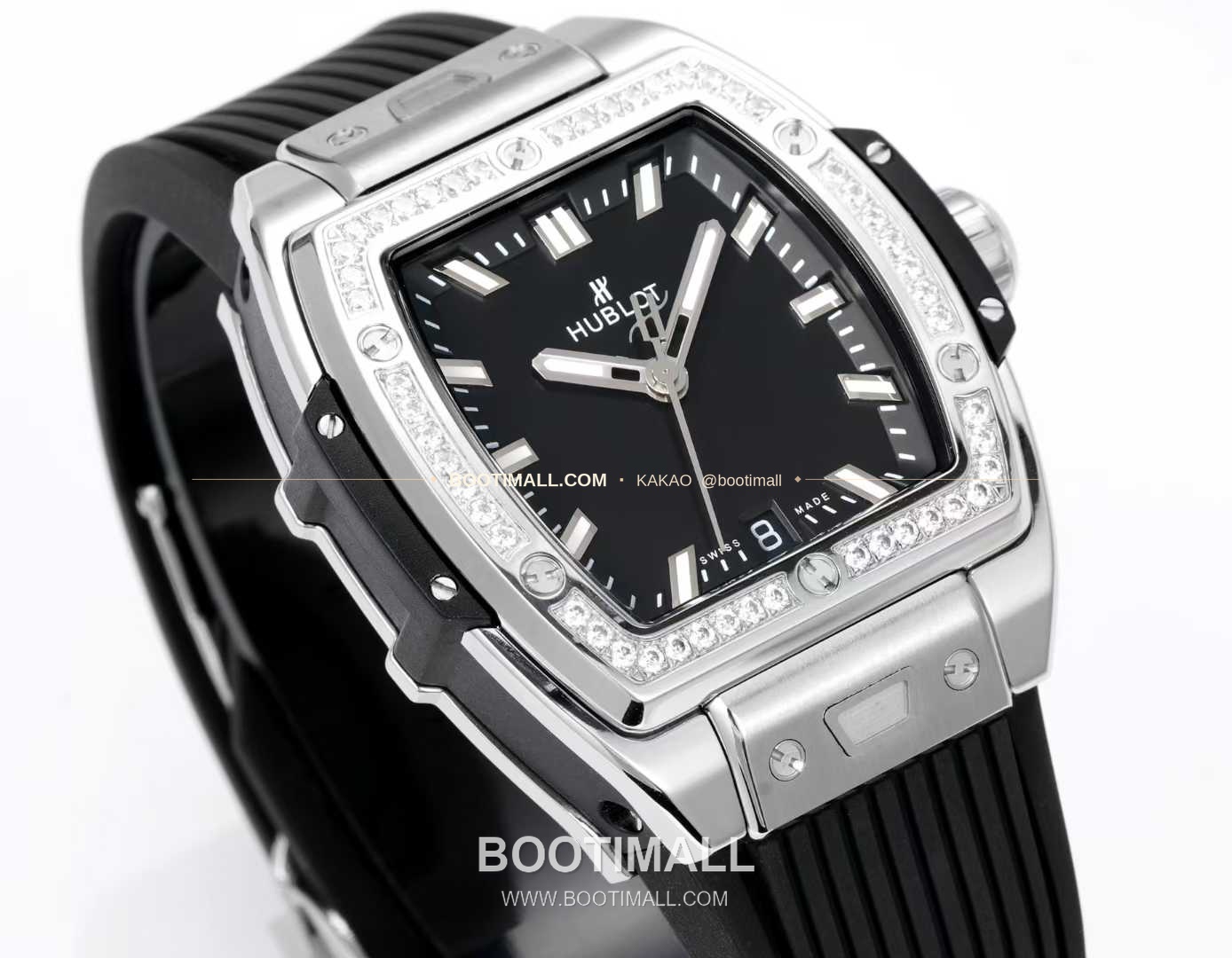 위블로 빅뱅 다이아몬드 스틸 스켈레톤 러버밴드 오토매틱 Hublot Big Bang Diamond Steel Skeleton Rubber Strap Automatic 39mm 4