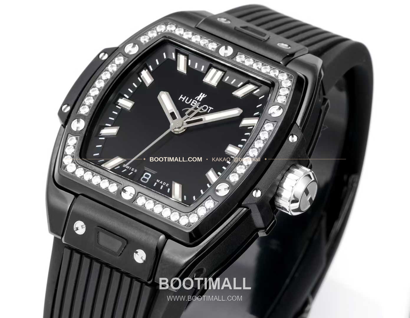 위블로 빅뱅 다이아몬드 스틸 스켈레톤 러버밴드 오토매틱 Hublot Big Bang Diamond Steel Skeleton Rubber Strap Automatic 39mm 4