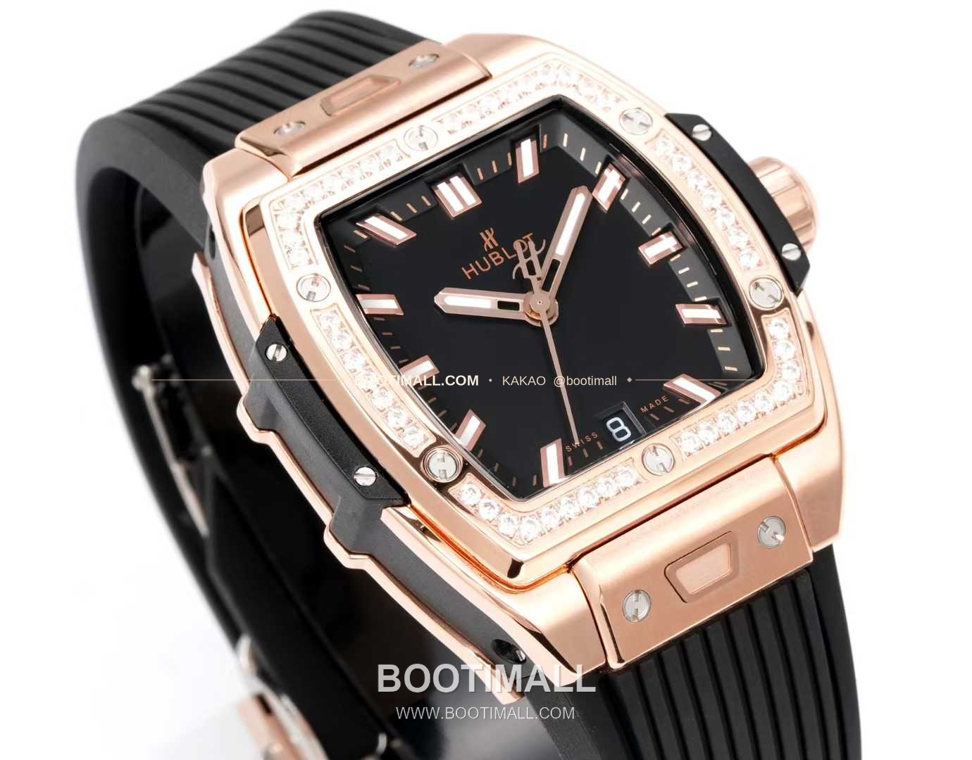 위블로 빅뱅 다이아몬드 스틸 스켈레톤 러버밴드 오토매틱 Hublot Big Bang Diamond Steel Skeleton Rubber Strap Automatic 39mm 4