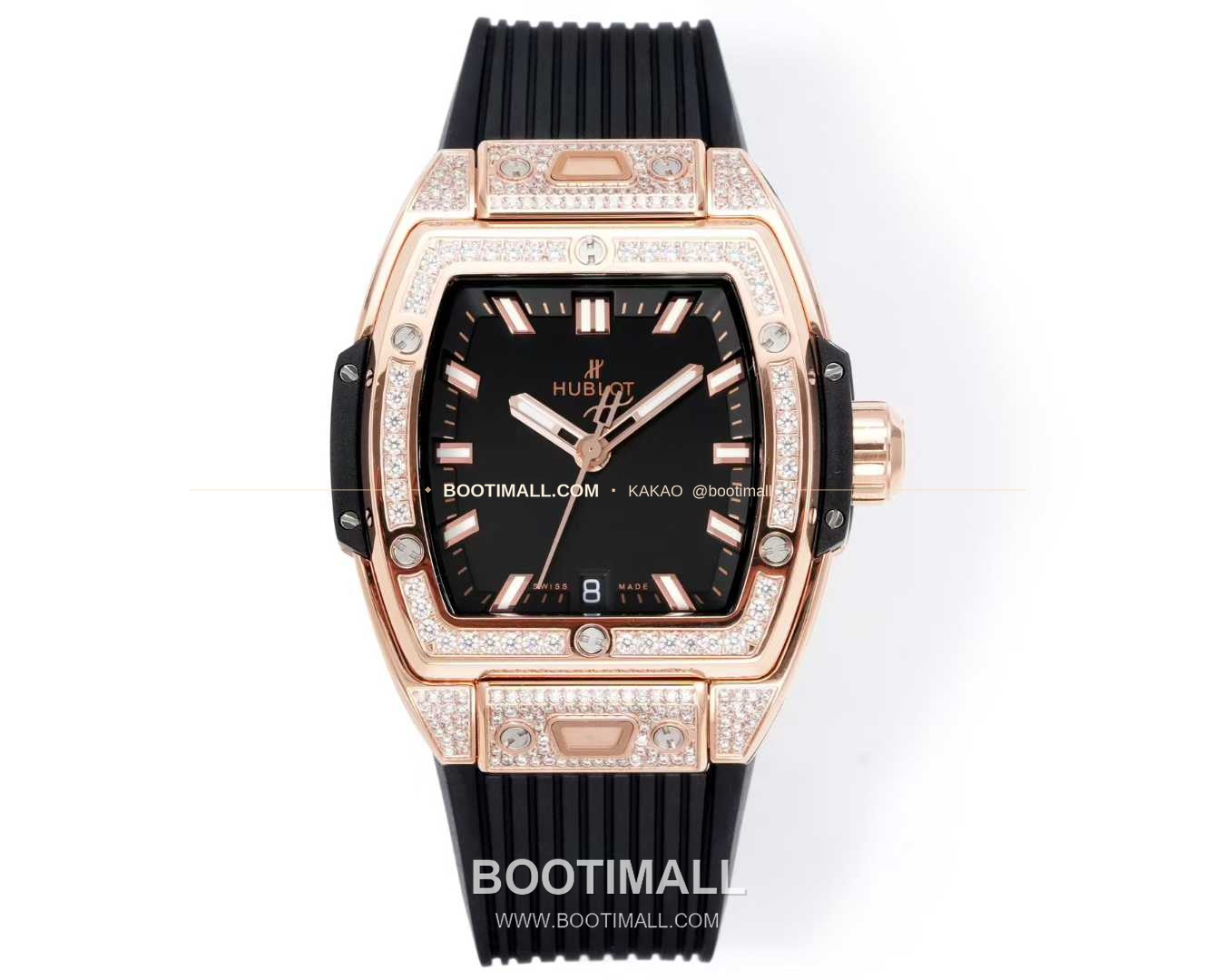 위블로 빅뱅 다이아몬드 스틸 스켈레톤 러버밴드 오토매틱 Hublot Big Bang Diamond Steel Skeleton Rubber Strap Automatic 39mm 1