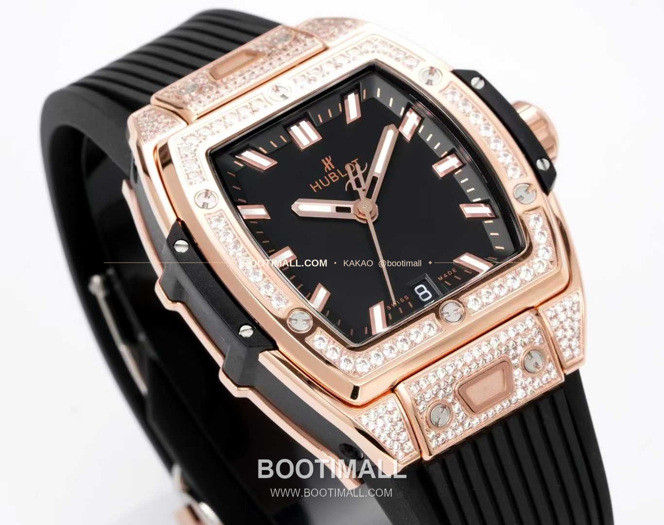 위블로 빅뱅 다이아몬드 스틸 스켈레톤 러버밴드 오토매틱 Hublot Big Bang Diamond Steel Skeleton Rubber Strap Automatic 39mm 4