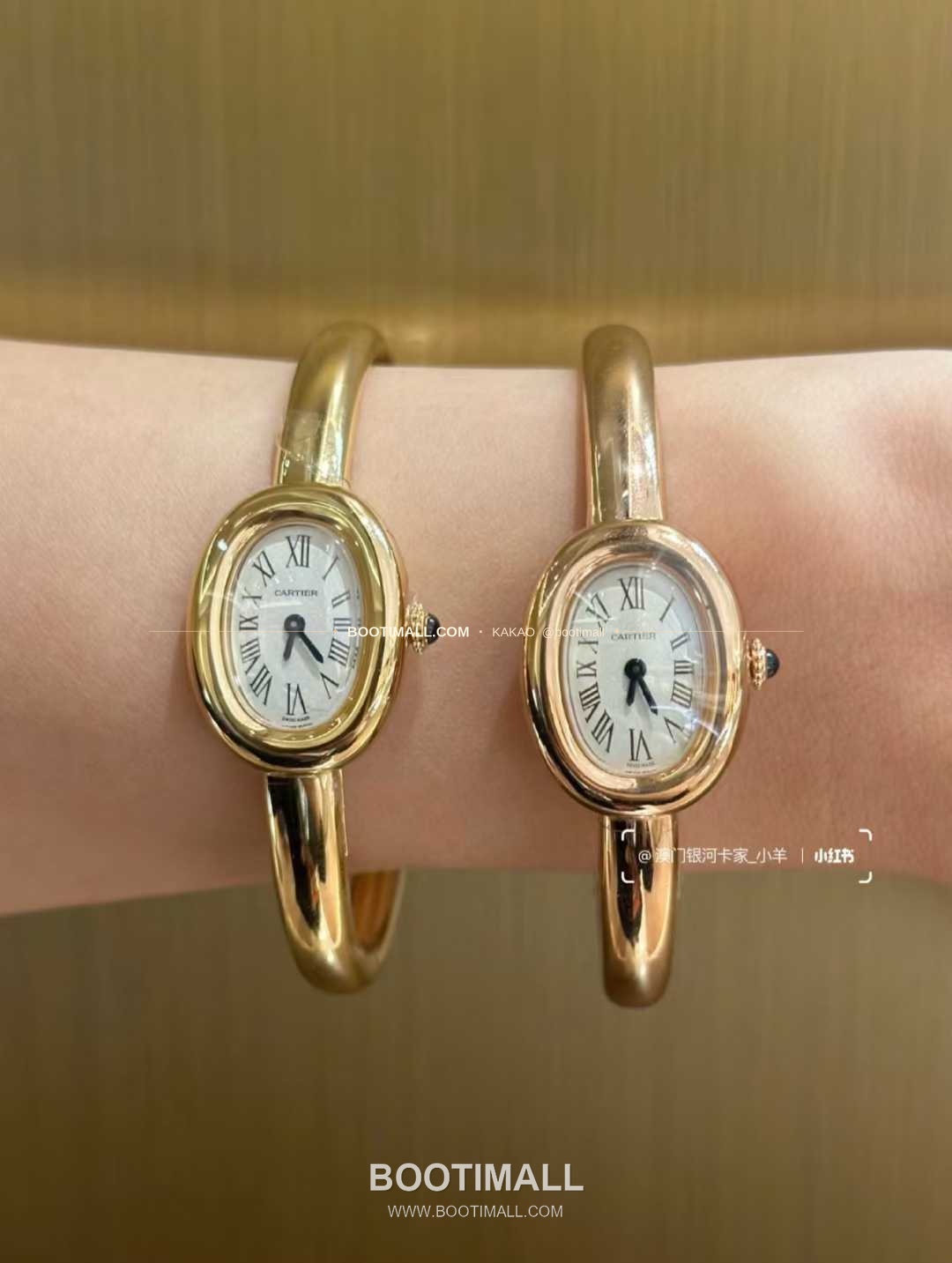 까르띠에 베누아 브레이슬릿 골드 로즈골드 타원형 화이트다이얼 블루핸즈 쿼츠 Cartier Baignoire Bracelet Gold Rose Gold Oval White Dial Blue Hands Quartz 24.6mm 4