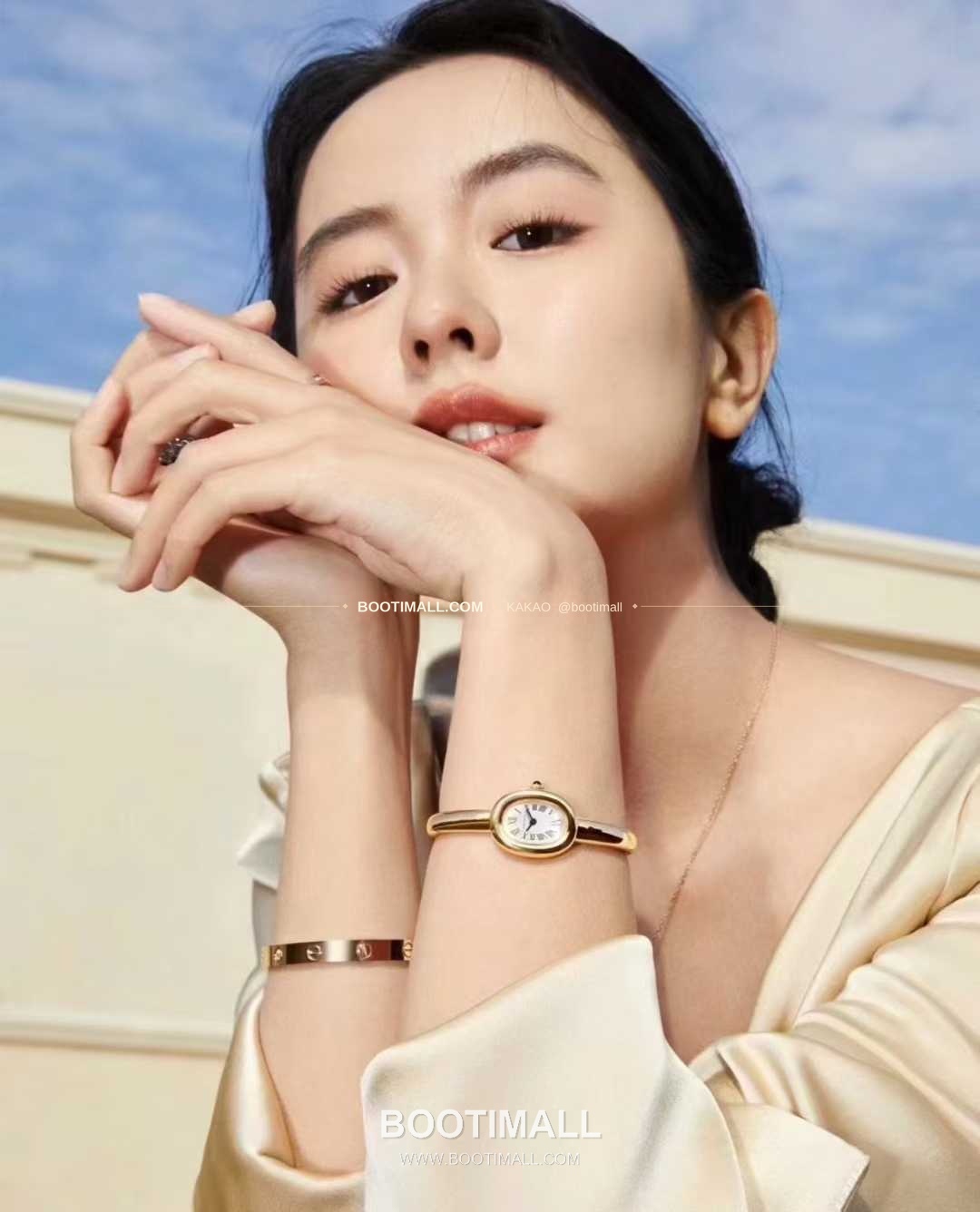 까르띠에 베누아 브레이슬릿 골드 로즈골드 타원형 화이트다이얼 블루핸즈 쿼츠 Cartier Baignoire Bracelet Gold Rose Gold Oval White Dial Blue Hands Quartz 24.6mm 3