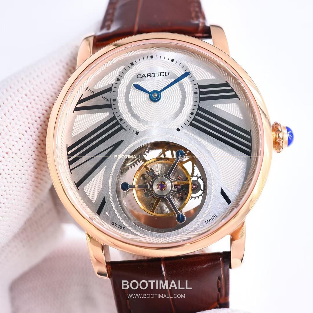 까르띠에 로통드 드 까르띠에 투르비용 스켈레톤 로만다이얼 오토매틱 Cartier Rotonde de Cartier Tourbillon Skeleton Roman Dial Automatic 42mm 1