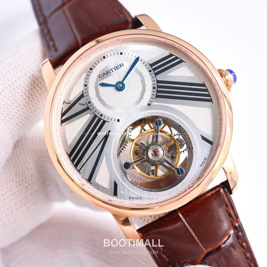 까르띠에 로통드 드 까르띠에 투르비용 스켈레톤 로만다이얼 오토매틱 Cartier Rotonde de Cartier Tourbillon Skeleton Roman Dial Automatic 42mm 2