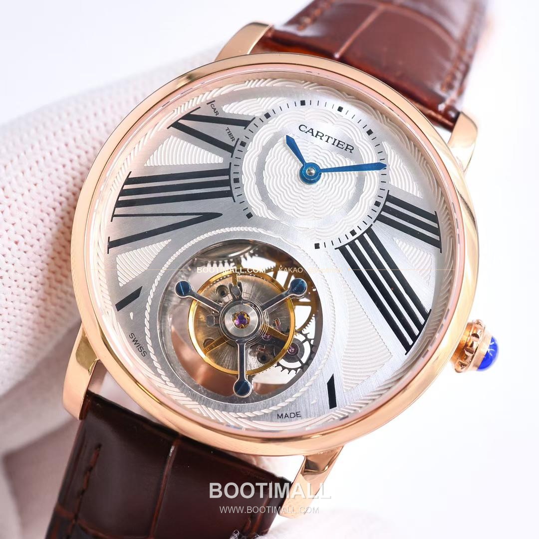 까르띠에 로통드 드 까르띠에 투르비용 스켈레톤 로만다이얼 오토매틱 Cartier Rotonde de Cartier Tourbillon Skeleton Roman Dial Automatic 42mm 3