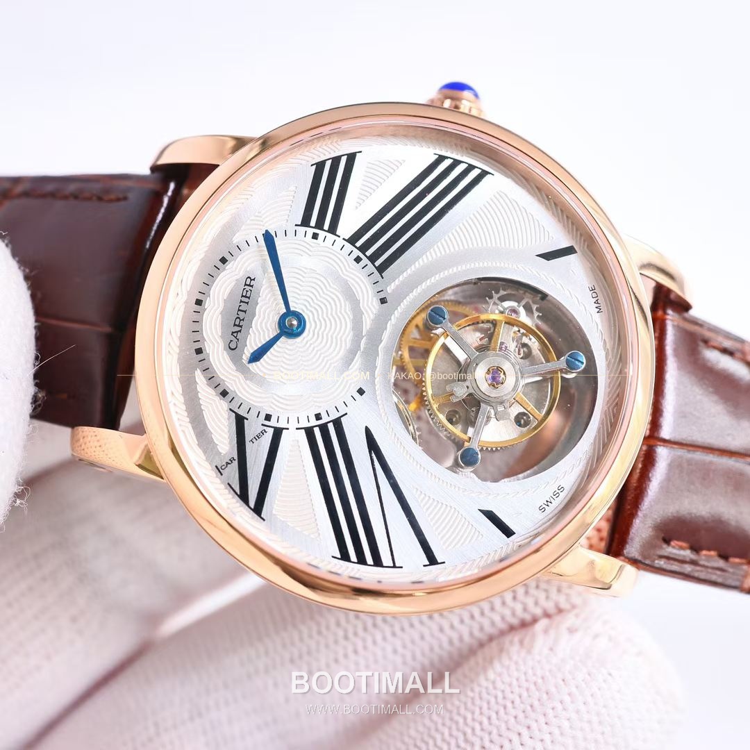 까르띠에 로통드 드 까르띠에 투르비용 스켈레톤 로만다이얼 오토매틱 Cartier Rotonde de Cartier Tourbillon Skeleton Roman Dial Automatic 42mm 4