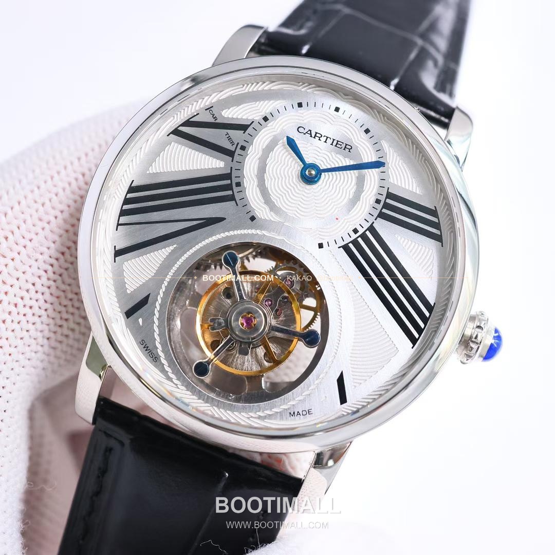 까르띠에 로통드 드 까르띠에 투르비용 스켈레톤 로만다이얼 오토매틱 Cartier Rotonde de Cartier Tourbillon Skeleton Roman Dial Automatic 42mm 4