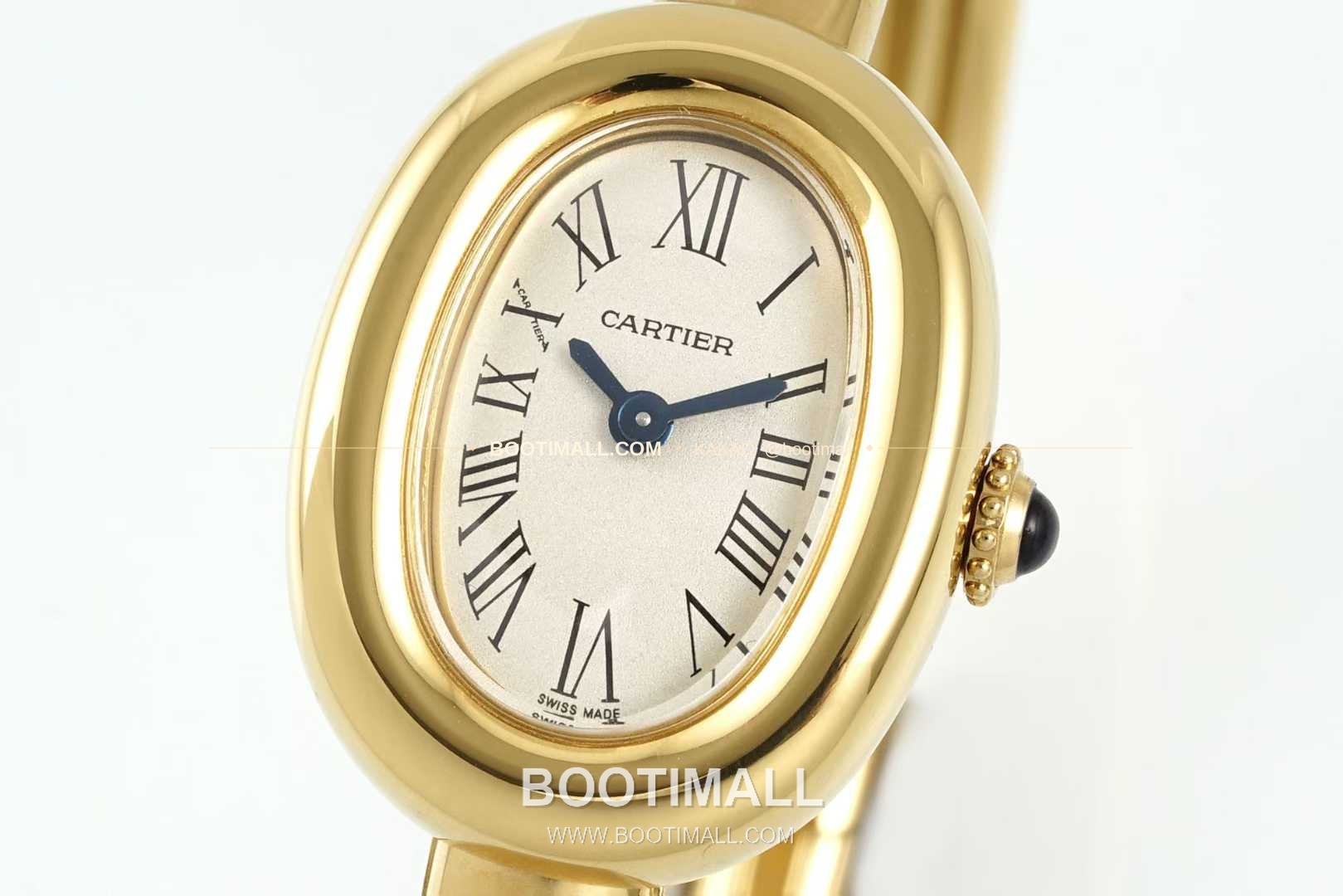 까르띠에 베누아 다이아 타원형 화이트다이얼 로만인덱스 블루핸즈 쿼츠 Cartier Baignoire Diamond Oval White Dial Roman Index Blue Hands Quartz 31.4mm 2