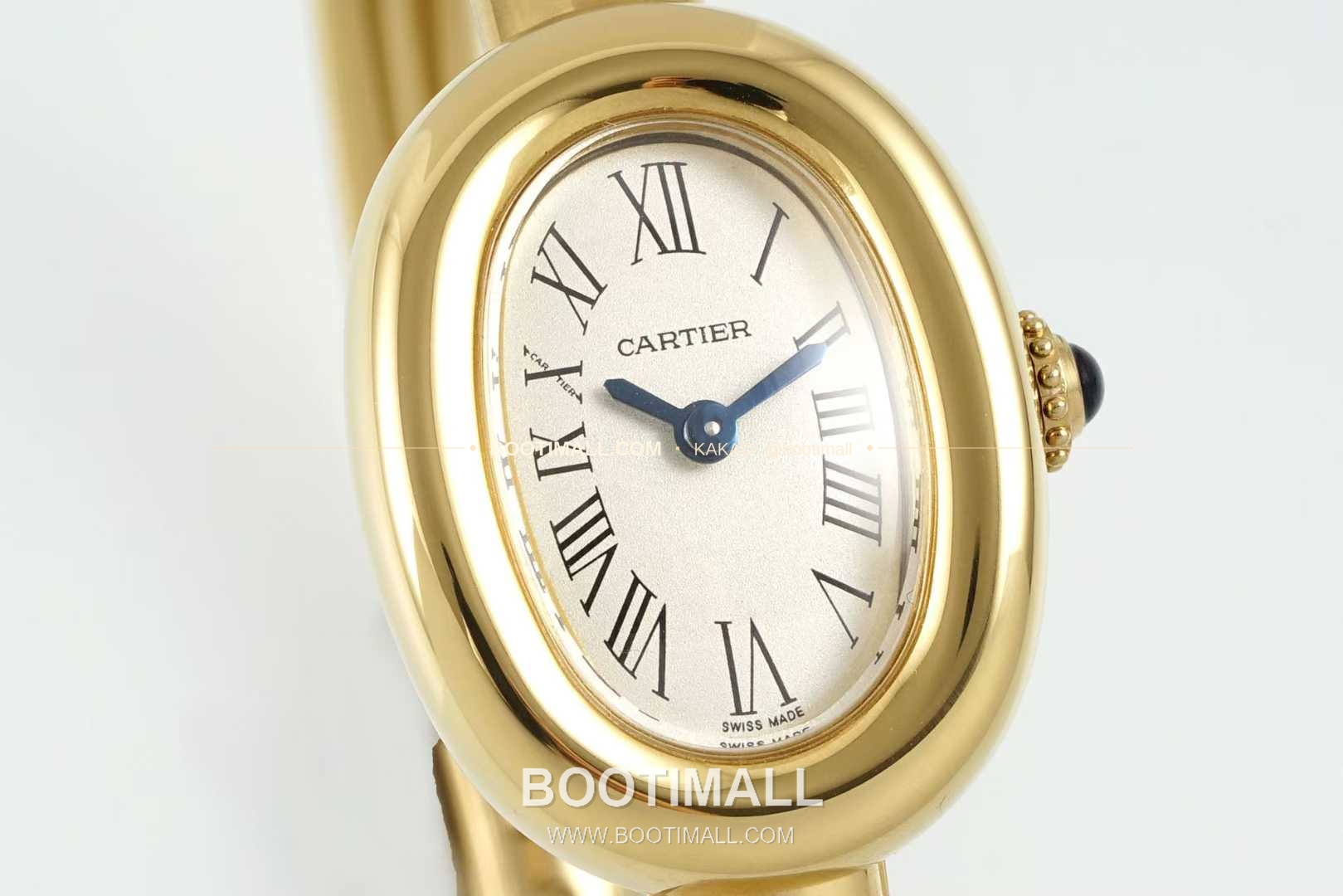 까르띠에 베누아 다이아 타원형 화이트다이얼 로만인덱스 블루핸즈 쿼츠 Cartier Baignoire Diamond Oval White Dial Roman Index Blue Hands Quartz 31.4mm 3