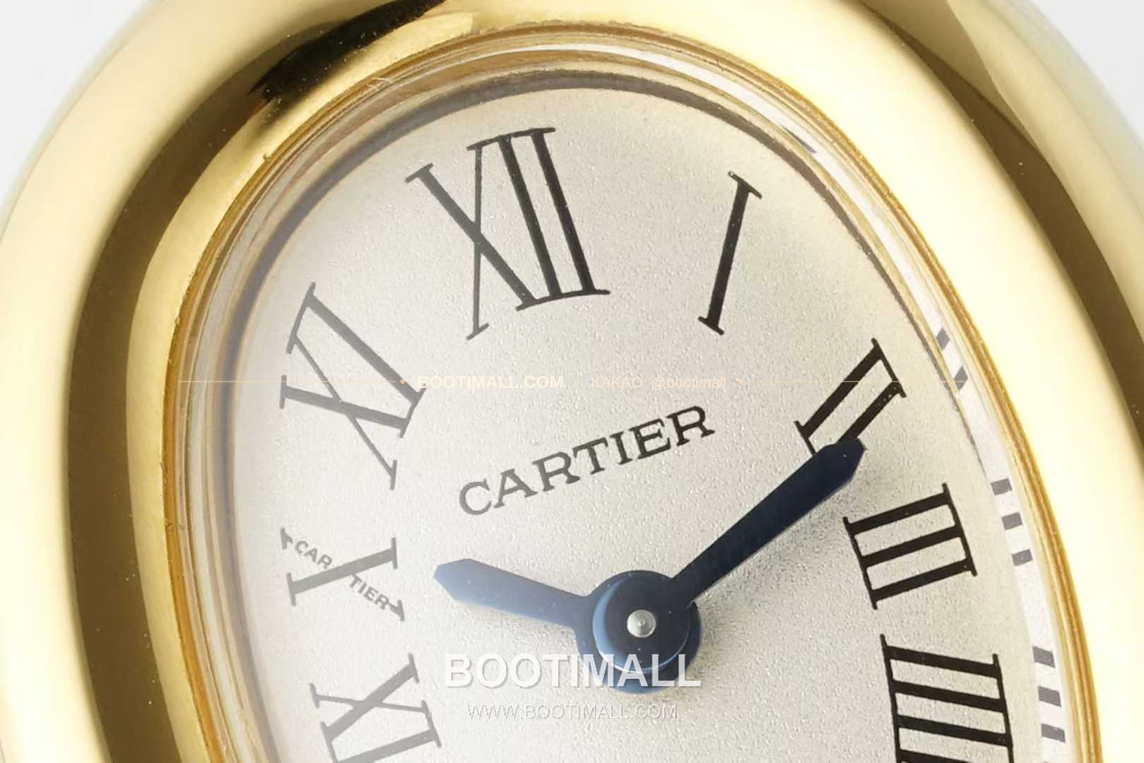 까르띠에 베누아 다이아 타원형 화이트다이얼 로만인덱스 블루핸즈 쿼츠 Cartier Baignoire Diamond Oval White Dial Roman Index Blue Hands Quartz 31.4mm 4