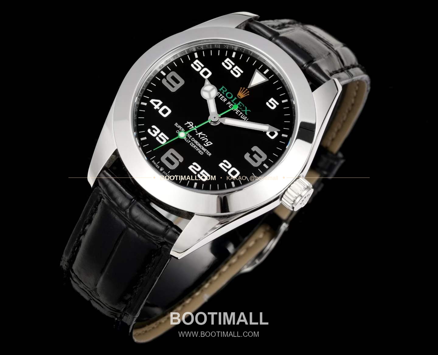 롤렉스 에어킹 스틸 블랙다이얼 그린핸즈 오토매틱 Rolex Air-King Steel Black Dial Green Hands Automatic 40mm 2