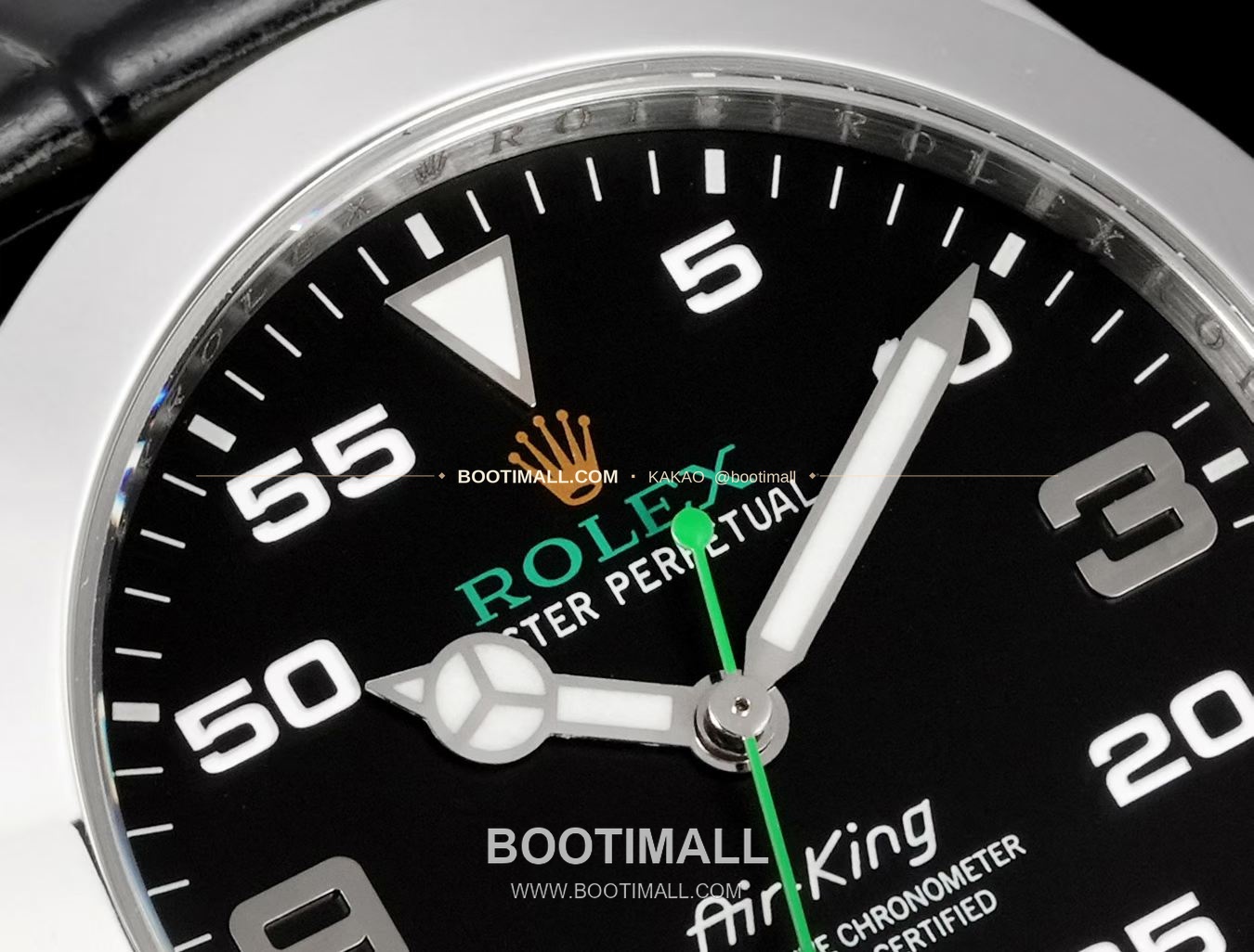 롤렉스 에어킹 스틸 블랙다이얼 그린핸즈 오토매틱 Rolex Air-King Steel Black Dial Green Hands Automatic 40mm 5