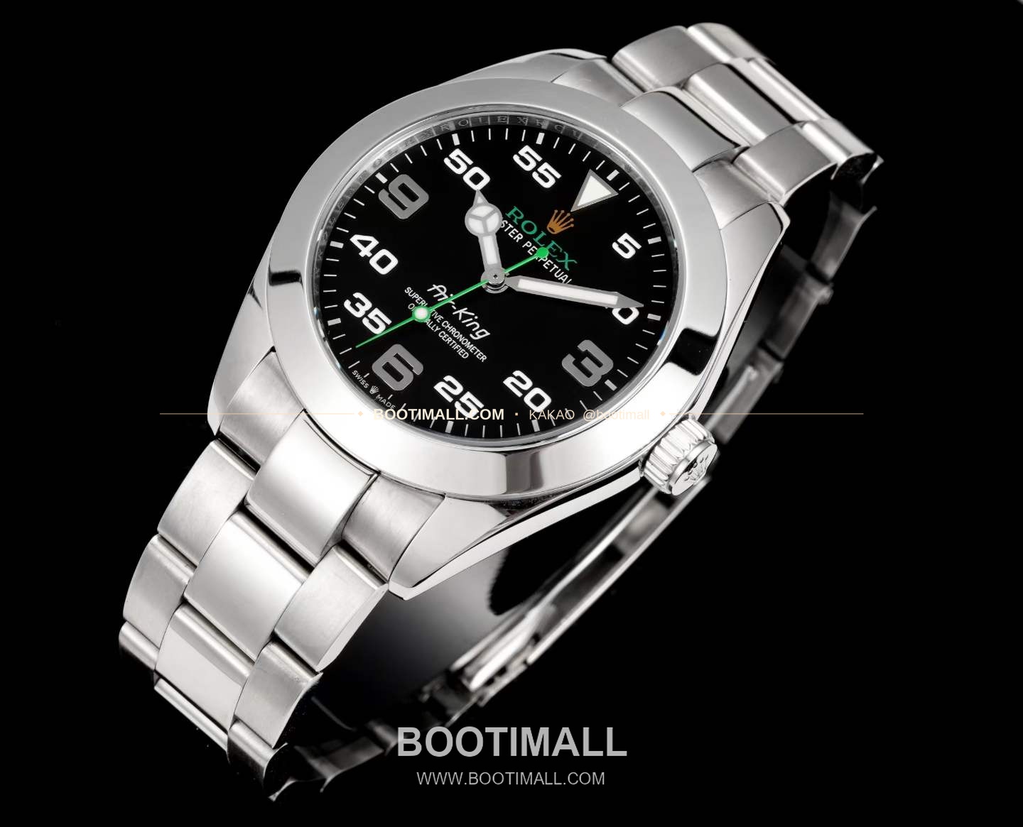 롤렉스 에어킹 스틸 블랙다이얼 그린핸즈 오토매틱 Rolex Air-King Steel Black Dial Green Hands Automatic 40mm 2