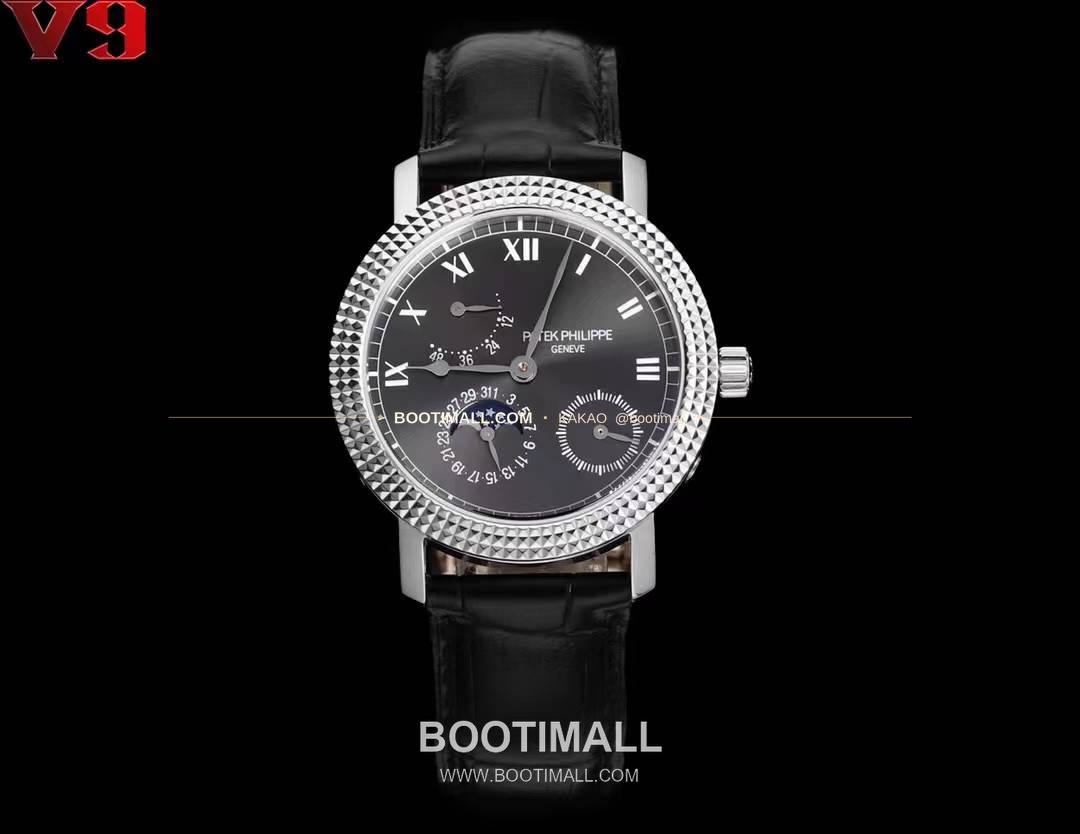 파텍필립 칼라트라바 화이트골드 블랙다이얼 문페이즈 오토매틱 Patek Philippe Calatrava White Gold Black Dial Moonphase Automatic 38mm 1