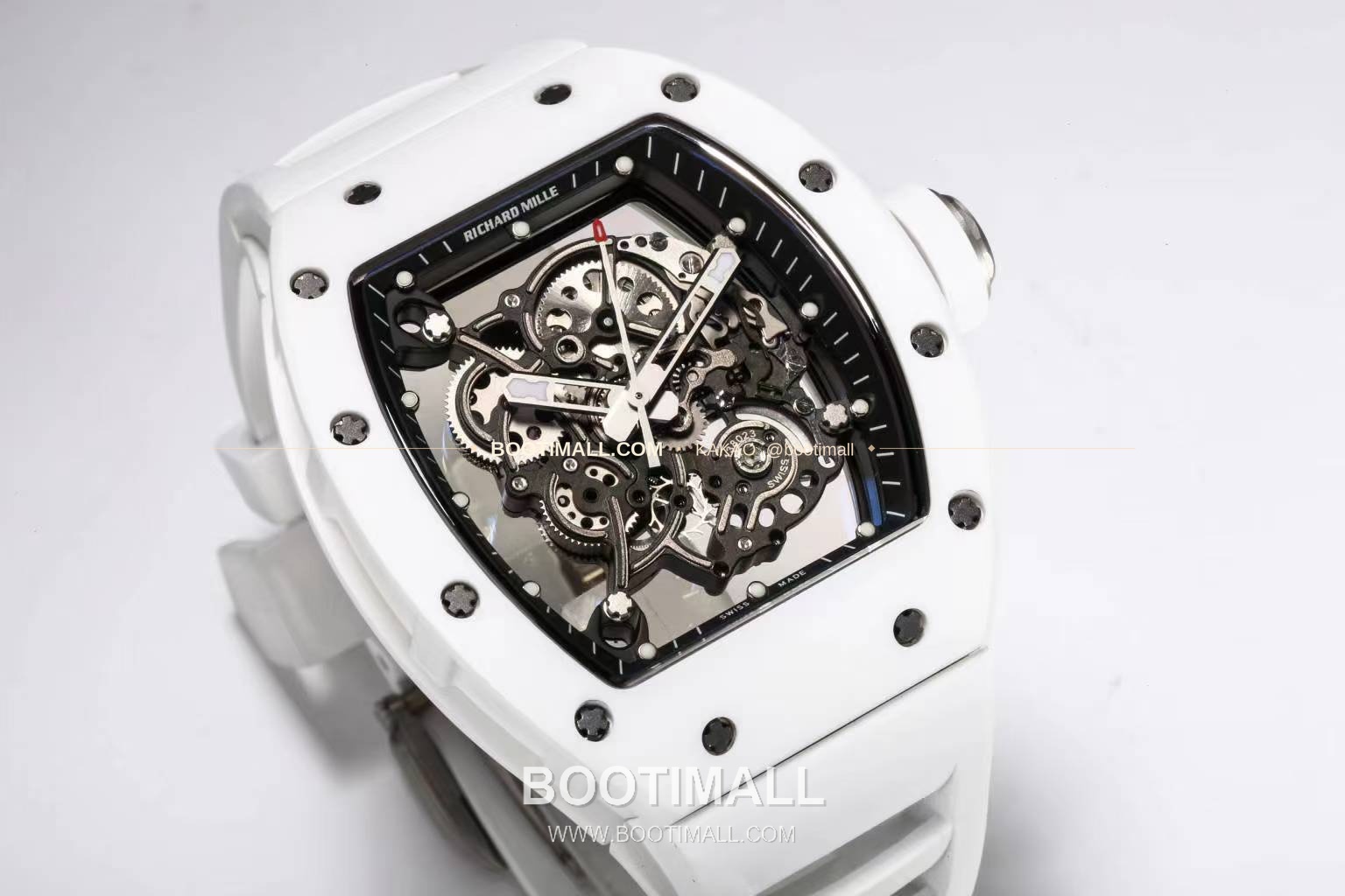 리차드밀 RM055 화이트세라믹 스켈레톤 수동 Richard Mille RM055 White Ceramic Skeleton Manual 49.9mm 2