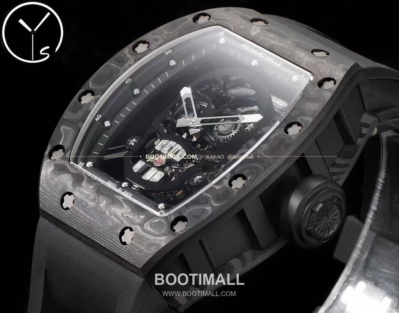 리차드밀 RM055 NTPT카본 블랙스켈레톤 수동 Richard Mille RM055 NTPT Carbon Black Skeleton Manual 49.9mm 3