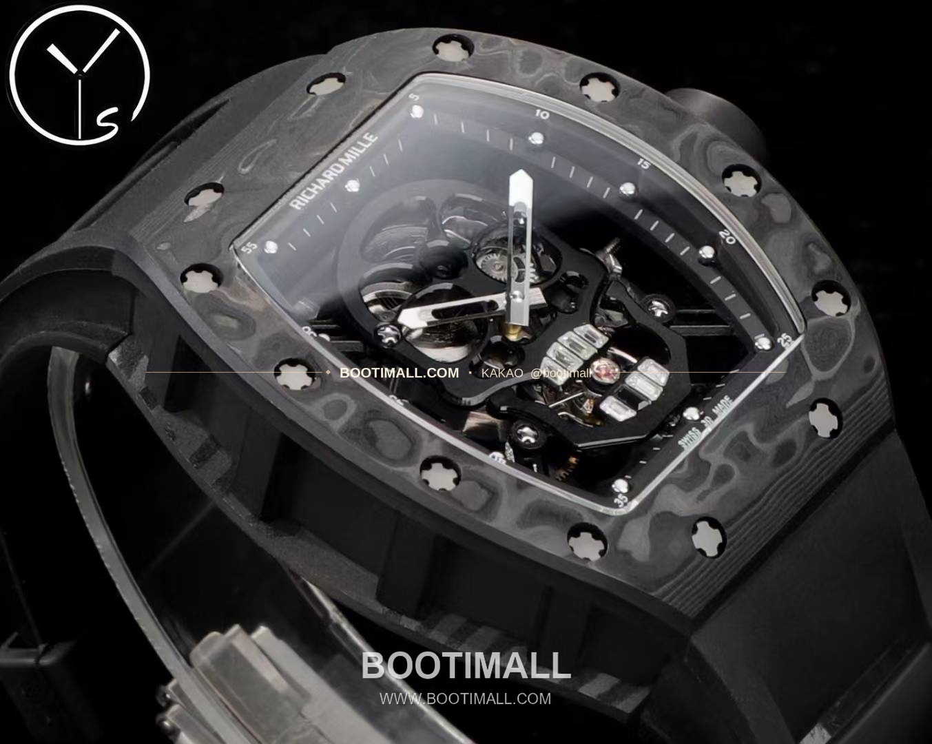 리차드밀 RM055 NTPT카본 블랙스켈레톤 수동 Richard Mille RM055 NTPT Carbon Black Skeleton Manual 49.9mm 4