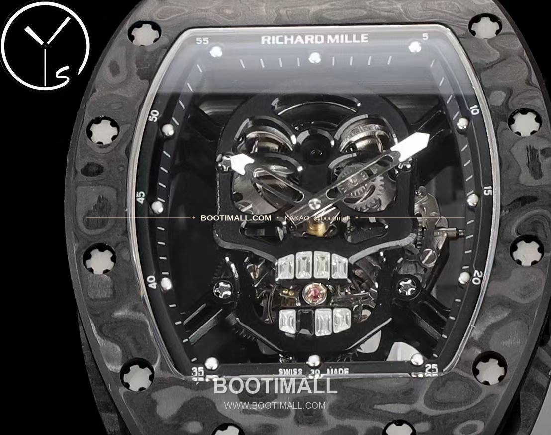리차드밀 RM055 NTPT카본 블랙스켈레톤 수동 Richard Mille RM055 NTPT Carbon Black Skeleton Manual 49.9mm 5