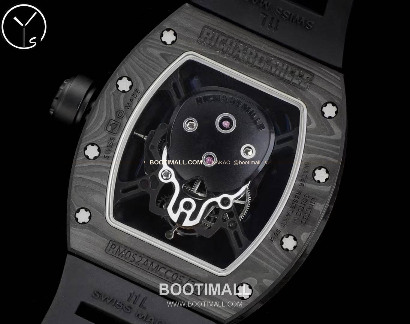 리차드밀 RM055 NTPT카본 블랙스켈레톤 수동 Richard Mille RM055 NTPT Carbon Black Skeleton Manual 49.9mm 8