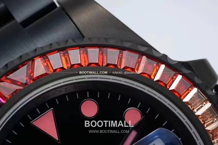 롤렉스 서브마리너 904L스틸 블랙다이얼 레인보우베젤 오토매틱 Rolex Submariner 904L Steel Black Dial Rainbow Bezel Automatic 40mm 5