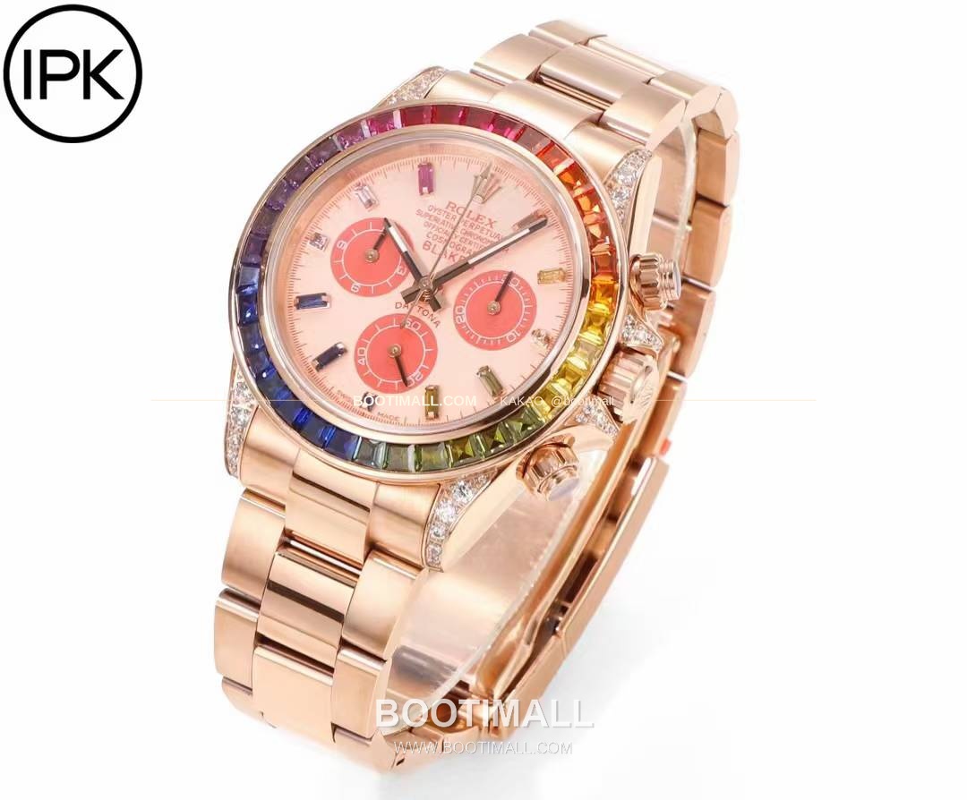 롤렉스 데이토나 904L스틸 블랙다이얼 레인보우베젤 크로노그래프 오토매틱 Rolex Daytona 904L Steel Black Dial Rainbow Bezel Chronograph Automatic 40mm 4