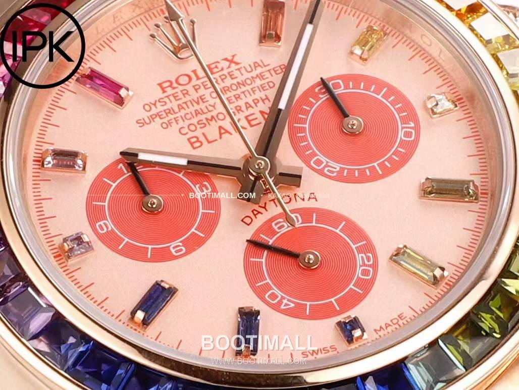 롤렉스 데이토나 904L스틸 블랙다이얼 레인보우베젤 크로노그래프 오토매틱 Rolex Daytona 904L Steel Black Dial Rainbow Bezel Chronograph Automatic 40mm 5