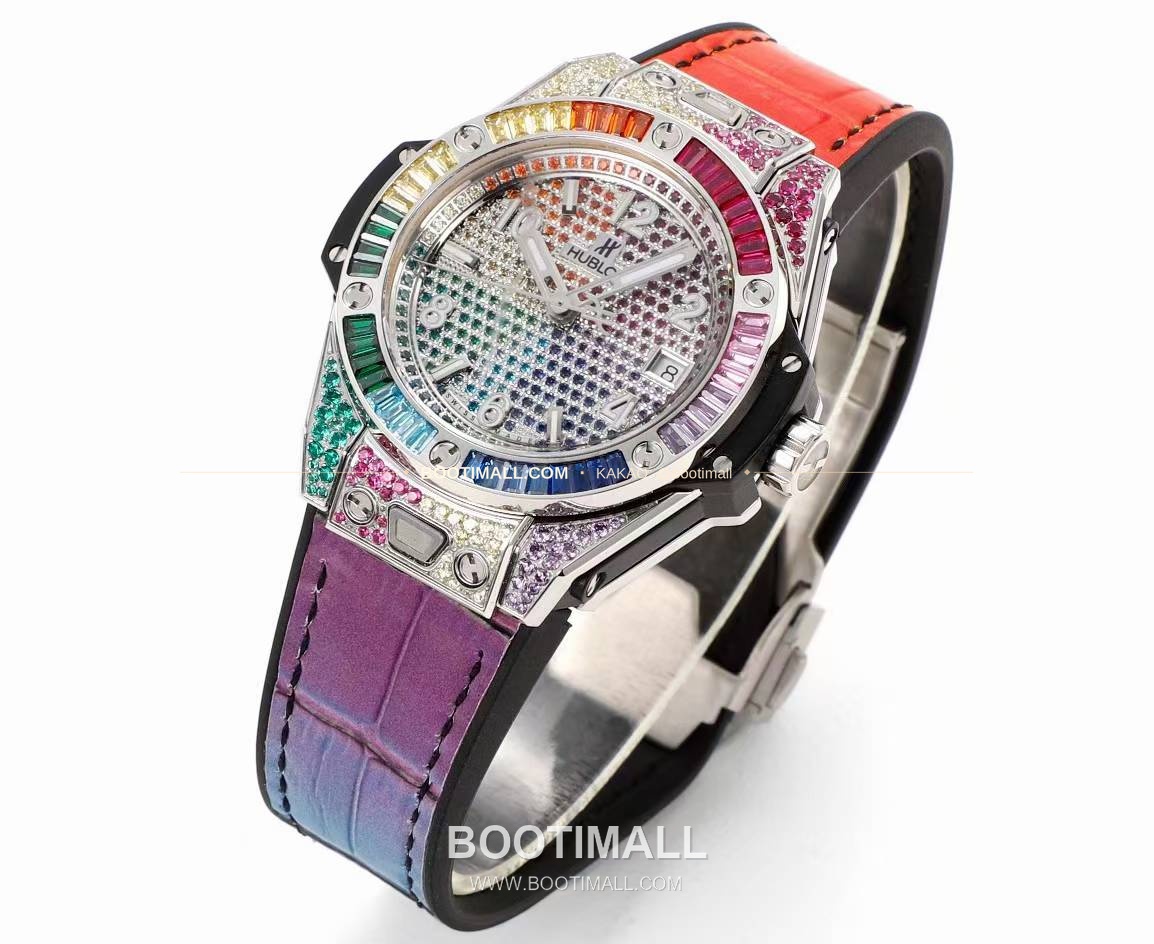 위블로 빅뱅 스틸 레인보우베젤 다이아세팅 오토매틱 Hublot Big Bang Steel Rainbow Bezel Diamond Set Automatic 39mm 3
