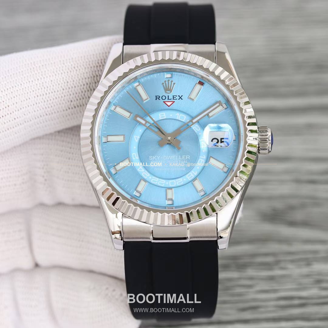 롤렉스 스카이드웰러 904L스틸 블루다이얼 애뉴얼캘린더 듀얼타임 오토매틱 Rolex Sky-Dweller 904L Steel Blue Dial Annual Calendar Dual Time Automatic 42mm 3