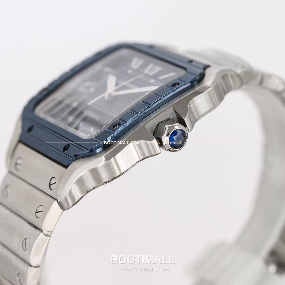 까르띠에 산토스 스틸 블루베젤 러버스트랩 오토매틱 Cartier Santos Steel Blue Bezel Rubber Strap Automatic 39.8mm 7