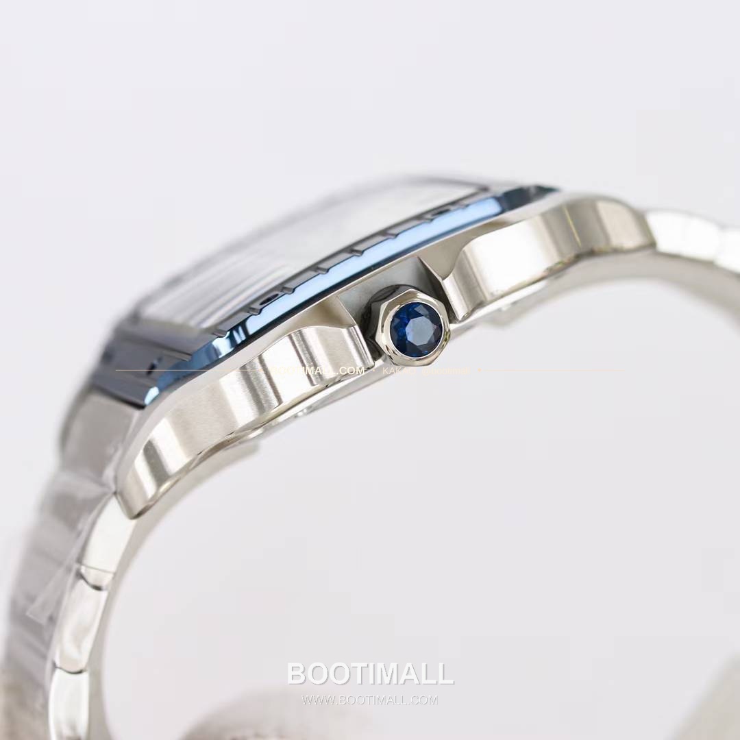 까르띠에 산토스 스틸 블루베젤 러버스트랩 오토매틱 Cartier Santos Steel Blue Bezel Rubber Strap Automatic 39.8mm 7