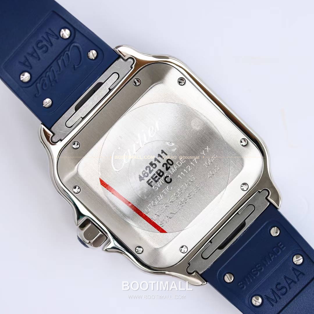 까르띠에 산토스 스틸 블루베젤 러버스트랩 오토매틱 Cartier Santos Steel Blue Bezel Rubber Strap Automatic 39.8mm 8