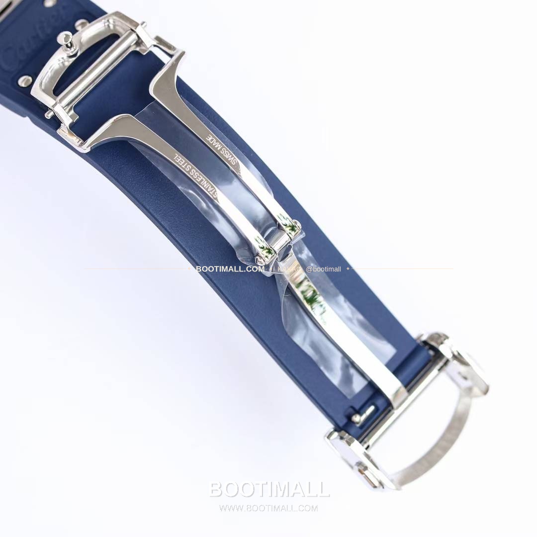 까르띠에 산토스 스틸 블루베젤 러버스트랩 오토매틱 Cartier Santos Steel Blue Bezel Rubber Strap Automatic 39.8mm 9