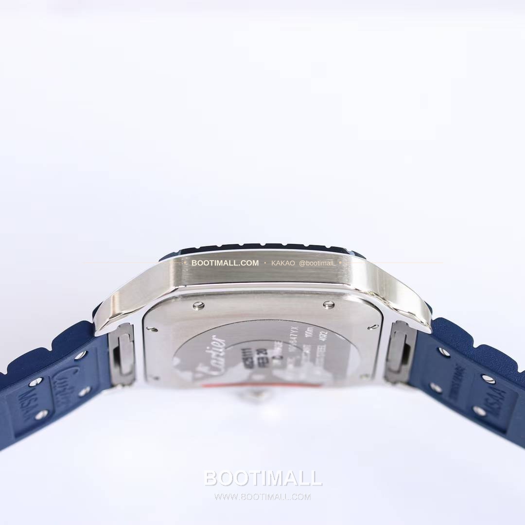 까르띠에 산토스 스틸 블루베젤 러버스트랩 오토매틱 Cartier Santos Steel Blue Bezel Rubber Strap Automatic 39.8mm 7