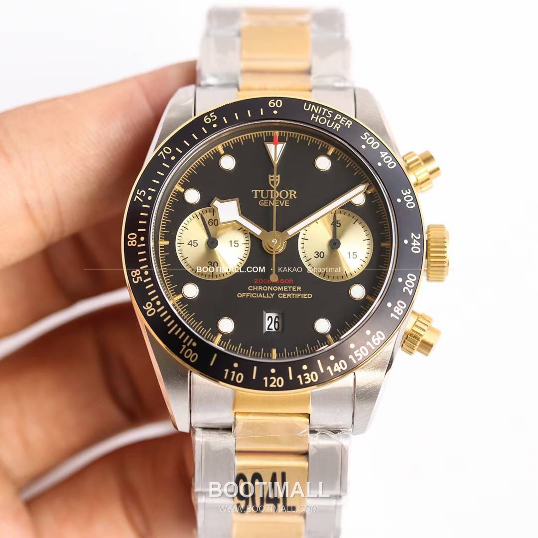 튜더 블랙베이 크로노 스틸 골드 블랙다이얼 크로노그래프 오토매틱 Tudor Black Bay Chrono Steel Gold Black Dial Chronograph Automatic M79363N 41mm 1