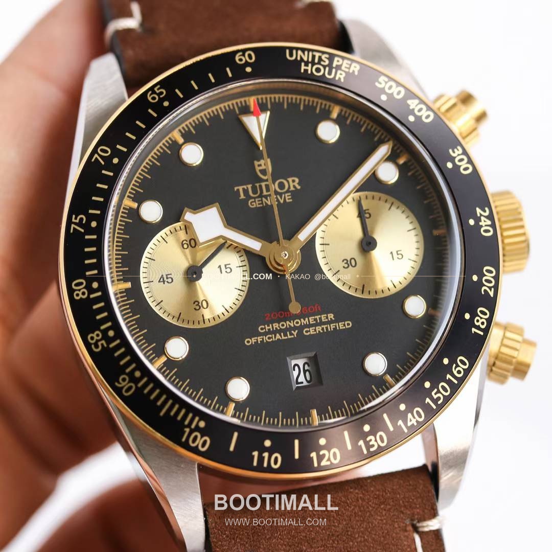 튜더 블랙베이 크로노 스틸 골드 블랙다이얼 크로노그래프 오토매틱 Tudor Black Bay Chrono Steel Gold Black Dial Chronograph Automatic M79363N 41mm 5