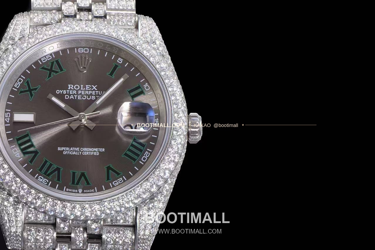 롤렉스 데이트저스트 904L스틸 풀다이아 아이스아웃 오토매틱 Rolex Datejust 904L Steel Full Diamond Iced Out Automatic 41mm 5