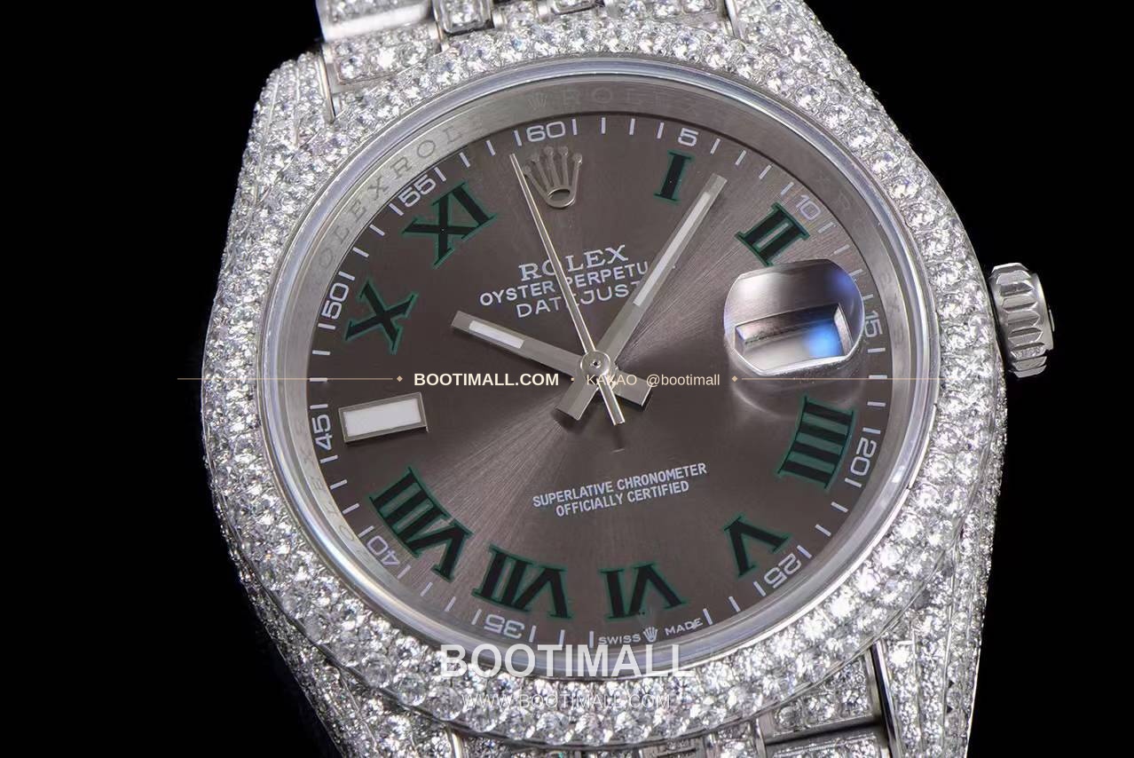 롤렉스 데이트저스트 904L스틸 풀다이아 아이스아웃 오토매틱 Rolex Datejust 904L Steel Full Diamond Iced Out Automatic 41mm 6