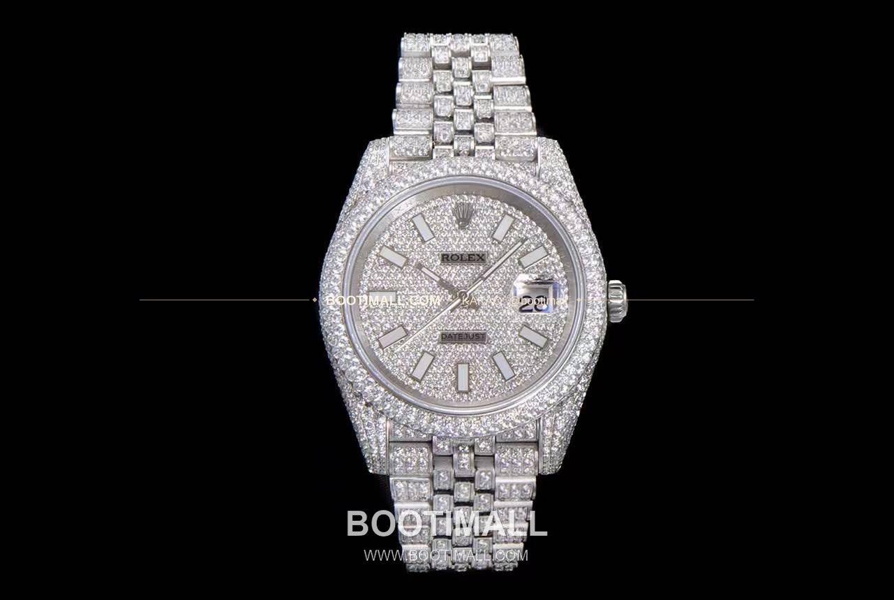 롤렉스 데이트저스트 904L스틸 풀다이아 아이스아웃 오토매틱 Rolex Datejust 904L Steel Full Diamond Iced Out Automatic 41mm 1