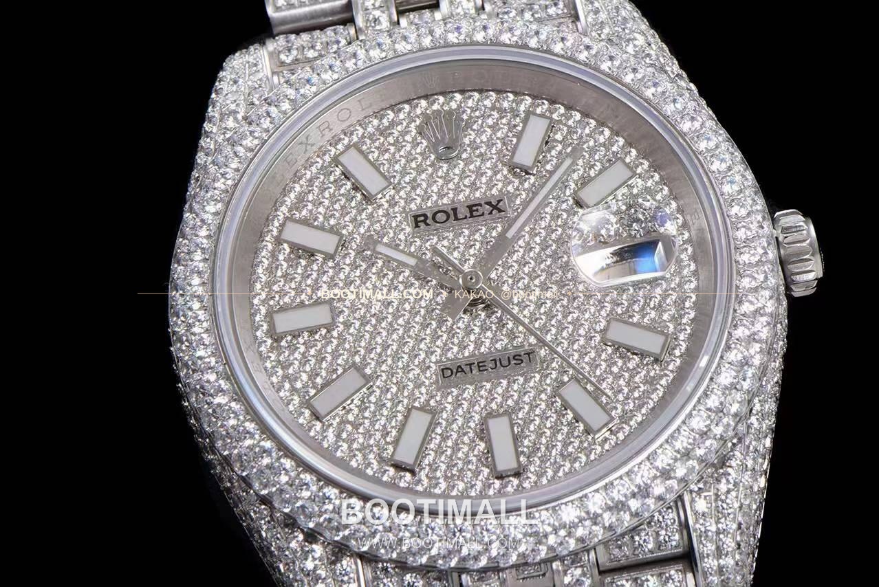 롤렉스 데이트저스트 904L스틸 풀다이아 아이스아웃 오토매틱 Rolex Datejust 904L Steel Full Diamond Iced Out Automatic 41mm 5