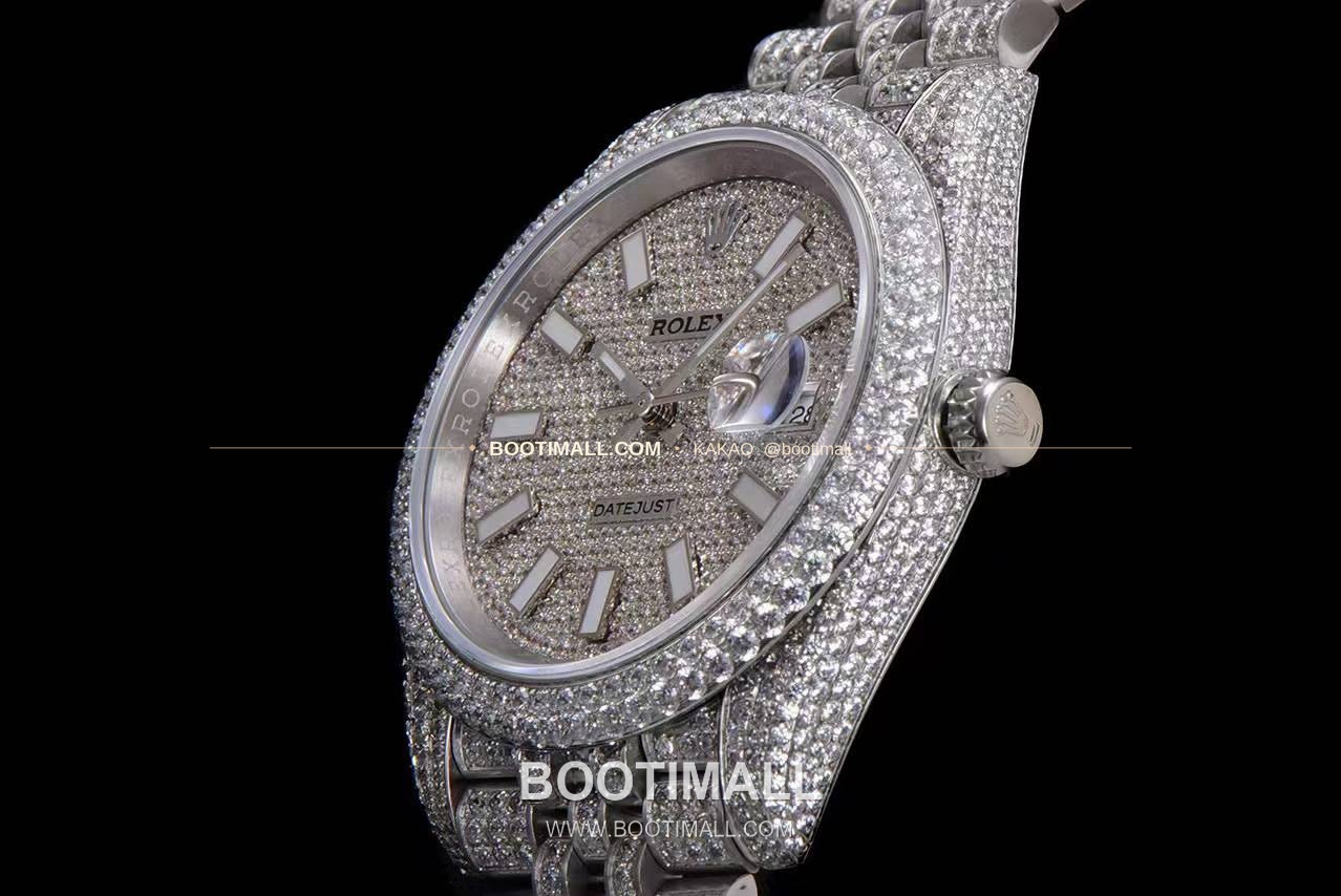 롤렉스 데이트저스트 904L스틸 풀다이아 아이스아웃 오토매틱 Rolex Datejust 904L Steel Full Diamond Iced Out Automatic 41mm 6