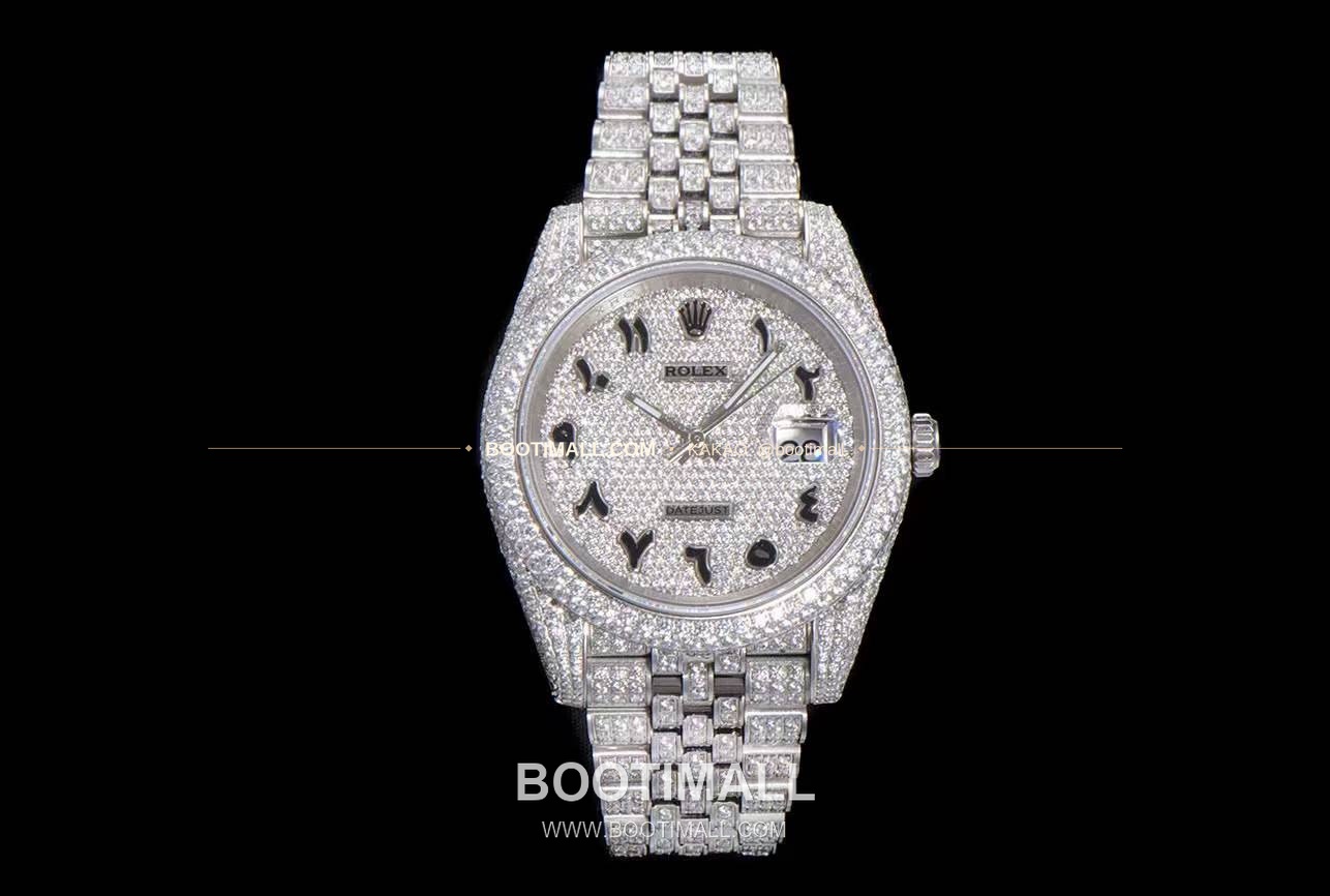 롤렉스 데이트저스트 904L스틸 풀다이아 아이스아웃 오토매틱 Rolex Datejust 904L Steel Full Diamond Iced Out Automatic 41mm 1