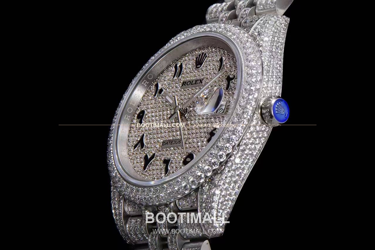 롤렉스 데이트저스트 904L스틸 풀다이아 아이스아웃 오토매틱 Rolex Datejust 904L Steel Full Diamond Iced Out Automatic 41mm 6