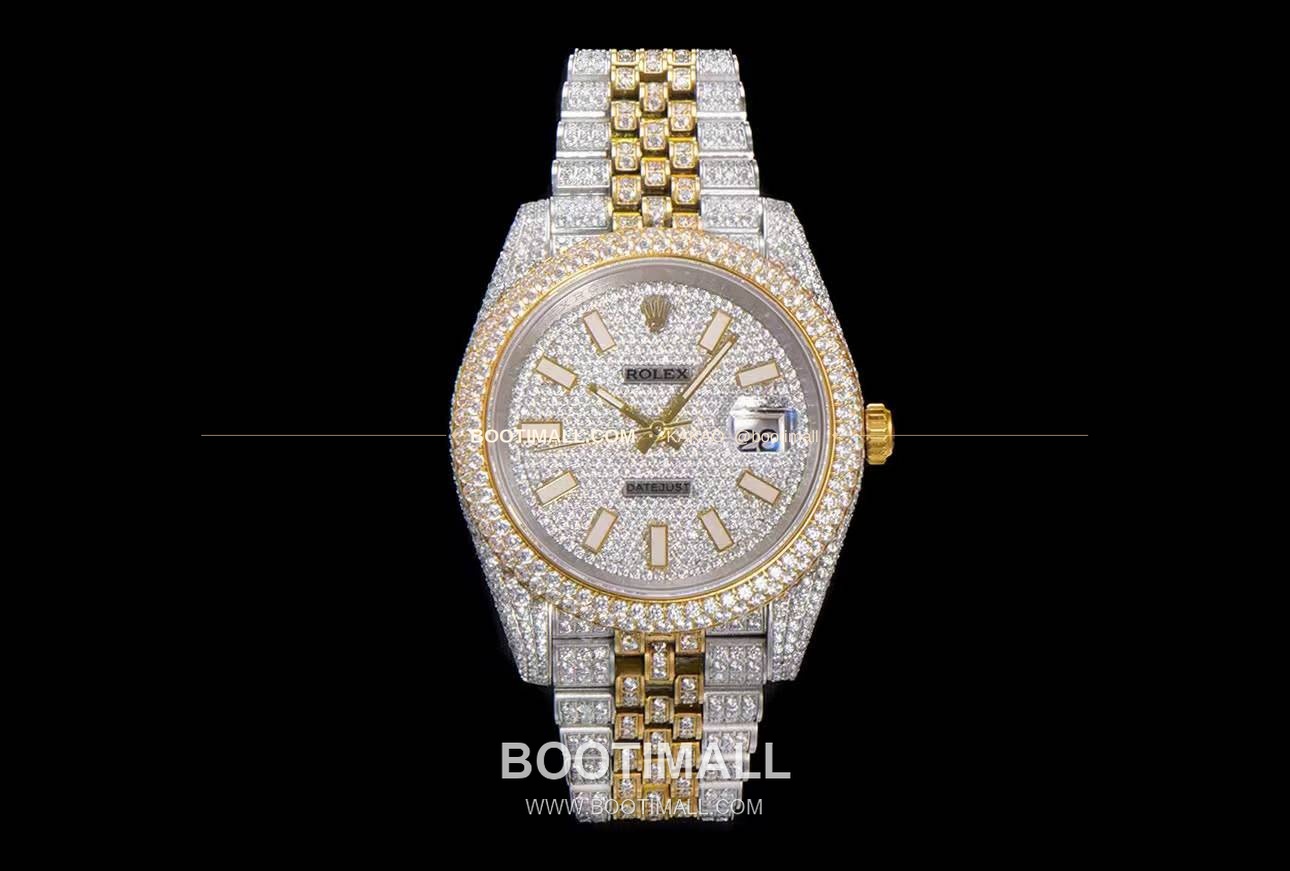 롤렉스 데이트저스트 904L스틸 풀다이아 아이스아웃 오토매틱 Rolex Datejust 904L Steel Full Diamond Iced Out Automatic 41mm 1